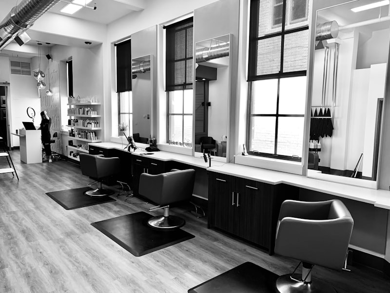 Monochrome view of an empty atelier before a fitting